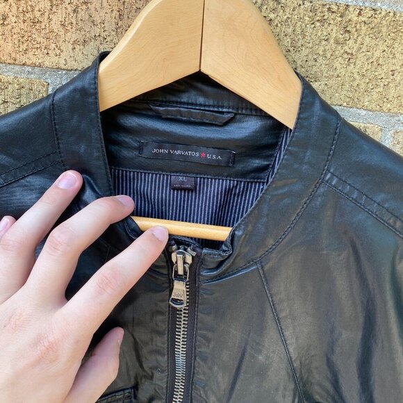 Vintage John Varvatos Black Leather Double Zip Racer Jacket XL - Picture 6 of 7